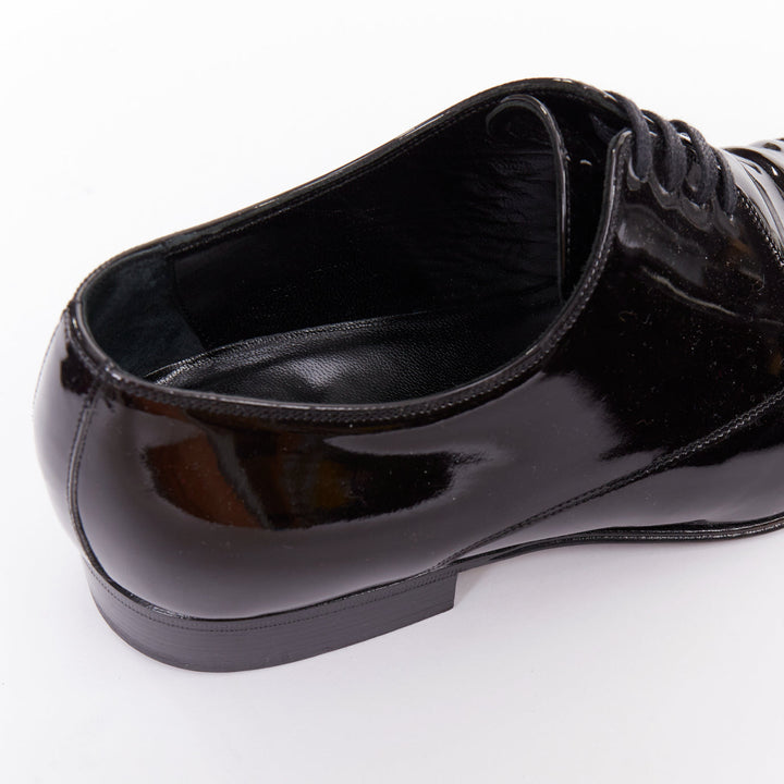 DIOR HOMME black patent leather lace up classic brogue dress shoes EU40.5
