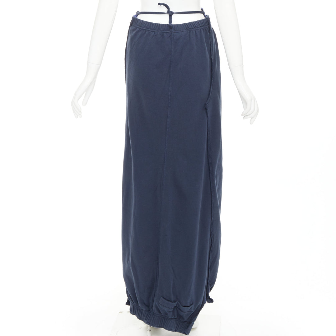 VETEMENTS 2019 Demna bicolor blue washed cotton deconstructed wrap skirt XS