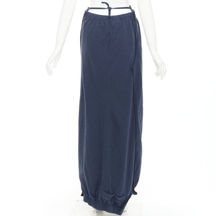 VETEMENTS 2019 Demna bicolor blue washed cotton deconstructed wrap skirt XS