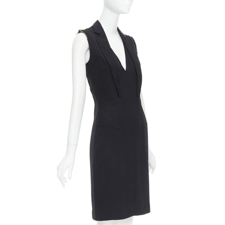 MAISON MARTIN MARGIELA 2014 black deconstructed raw edge cut sleeve dress FR38 M