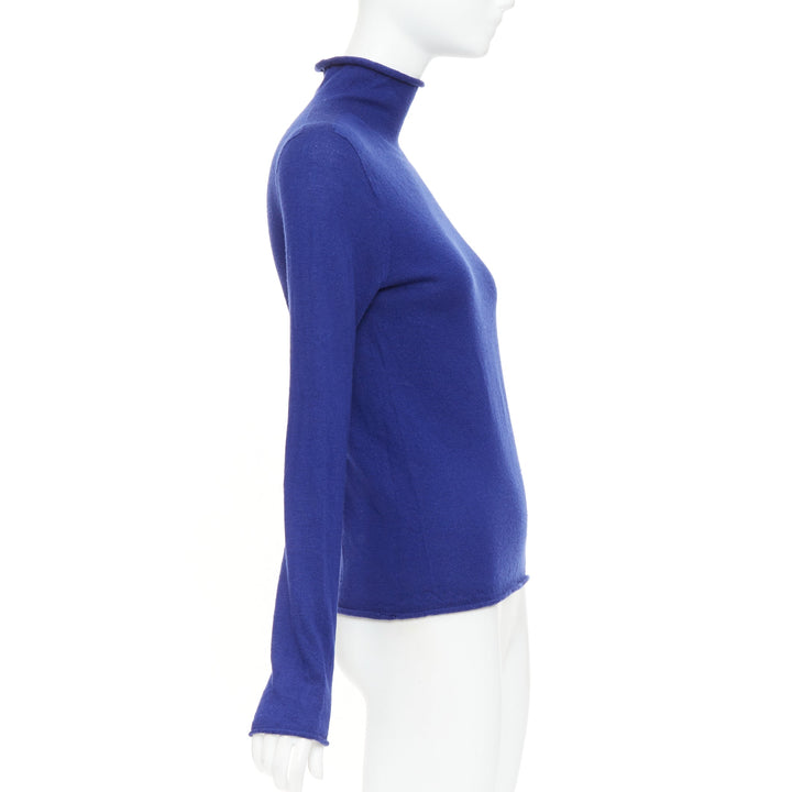 JOSEPH 100% Merino Wool cobalt blue high neck seamless knitted sweater S