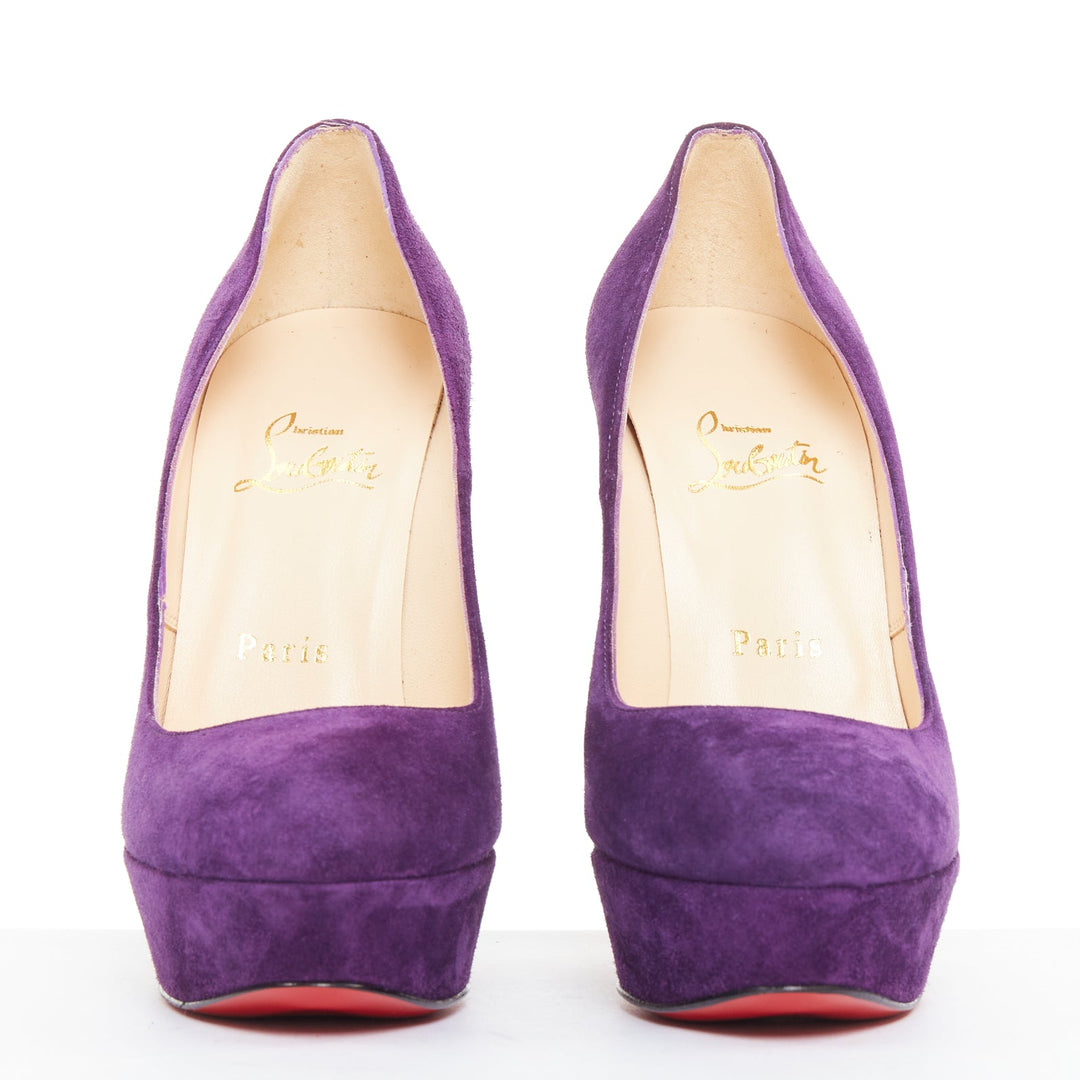 CHRISTIAN LOUBOUTIN Bibi 140 Veau Velours ultra violet suede platform pumps EU37