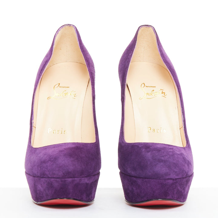 CHRISTIAN LOUBOUTIN Bibi 140 Veau Velours ultra violet suede platform pumps EU37