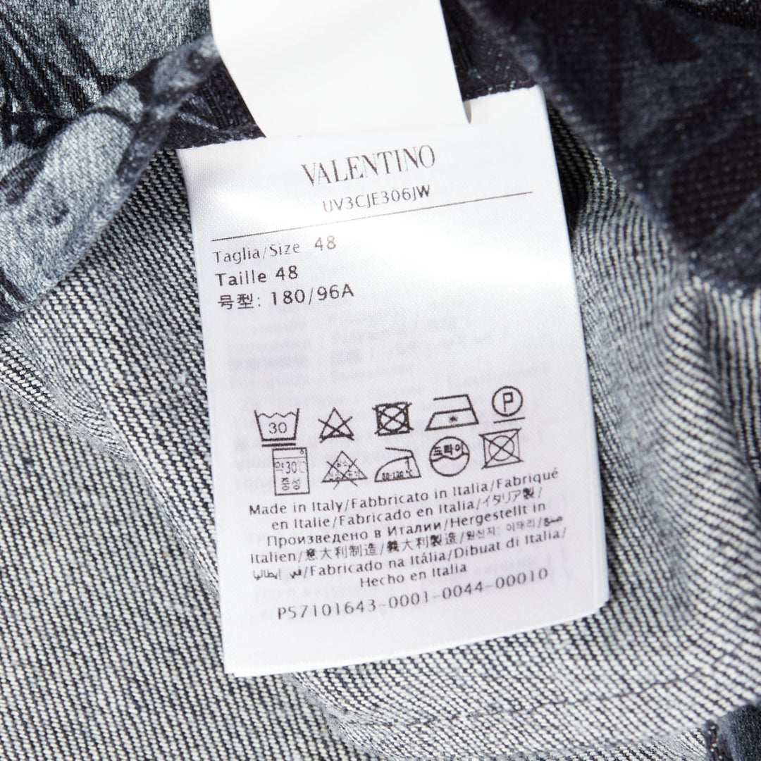 VALENTINO 2020 navy forest animal elephant monkey denim safari jacket IT48 M
