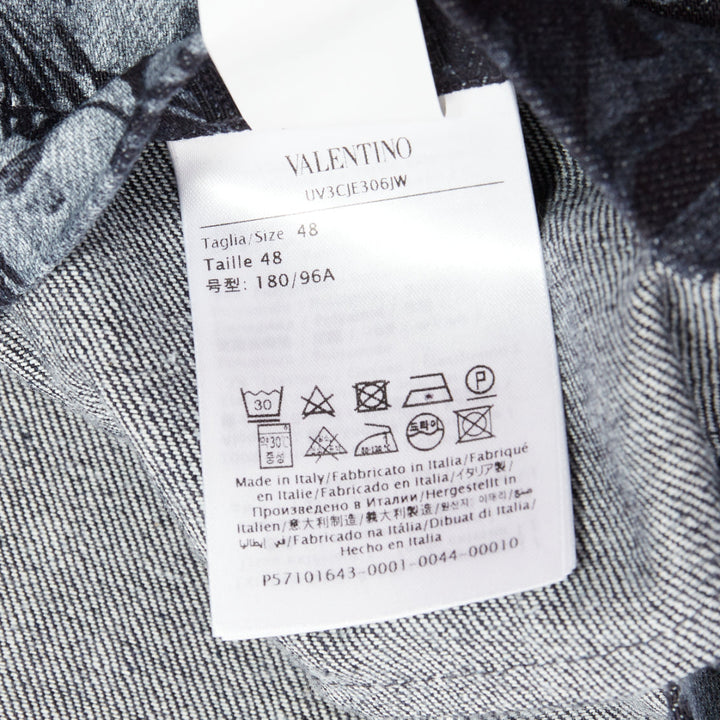 VALENTINO 2020 navy forest animal elephant monkey denim safari jacket IT48 M