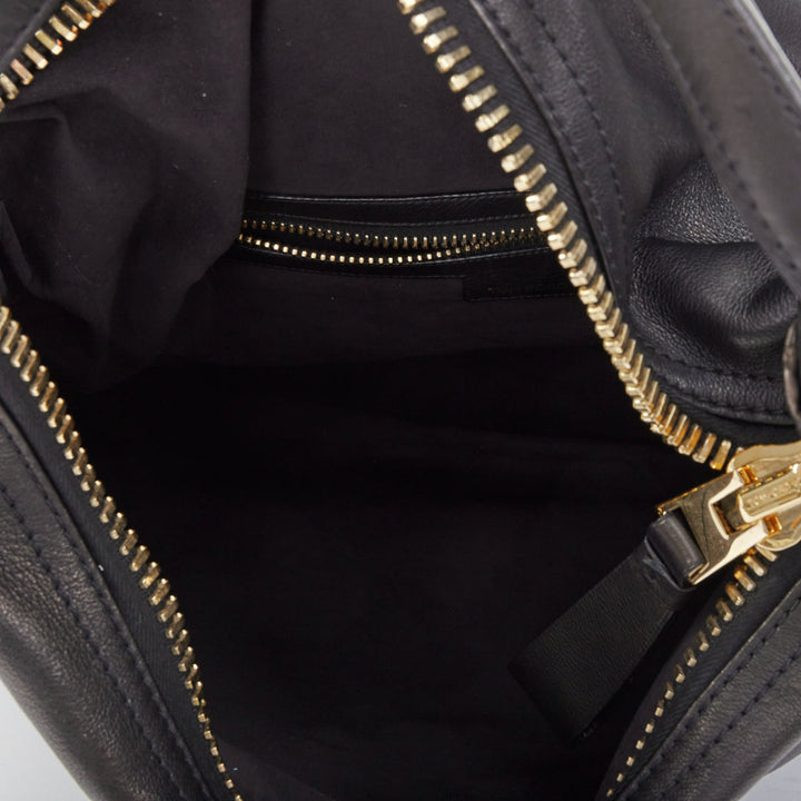 TOM FORD 2014 Jennifer oversized chunky gold zip black leather hobo bag pouch