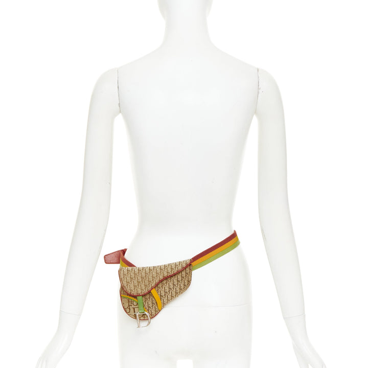 rare CHRISTIAN DIOR John Galliano 2004 Rasta Trotter monogram saddle belt bag