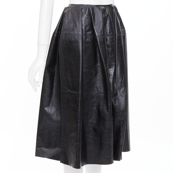 CELINE Phoebe Philo black light sheepskin leather topstitched skirt FR34 XS