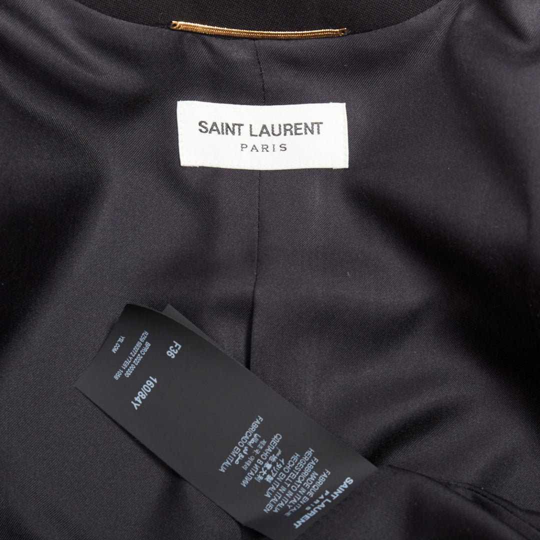 SAINT LAURENT 2022 Runway red black wool bicolor power blazer minidress FR36 S