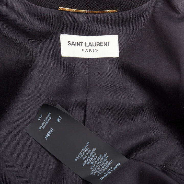 SAINT LAURENT 2022 Runway red black wool bicolor power blazer minidress FR36 S