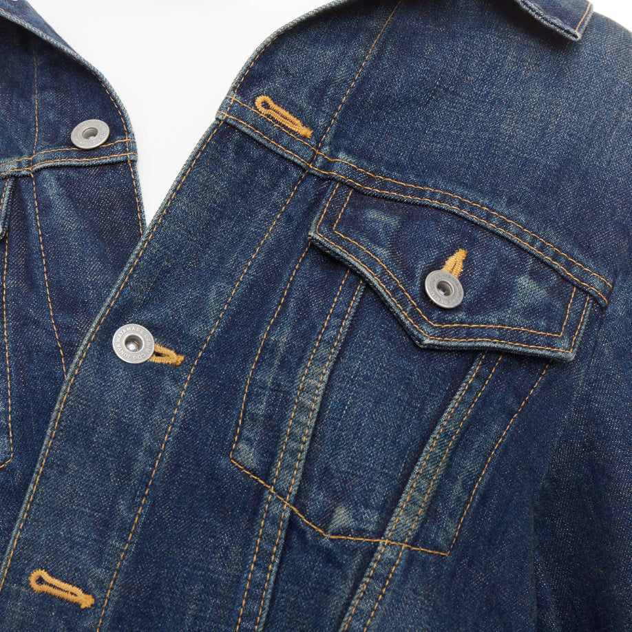 JUNYA WATANABE 2017 washed blue denim deconstructed flare caped jacket M
