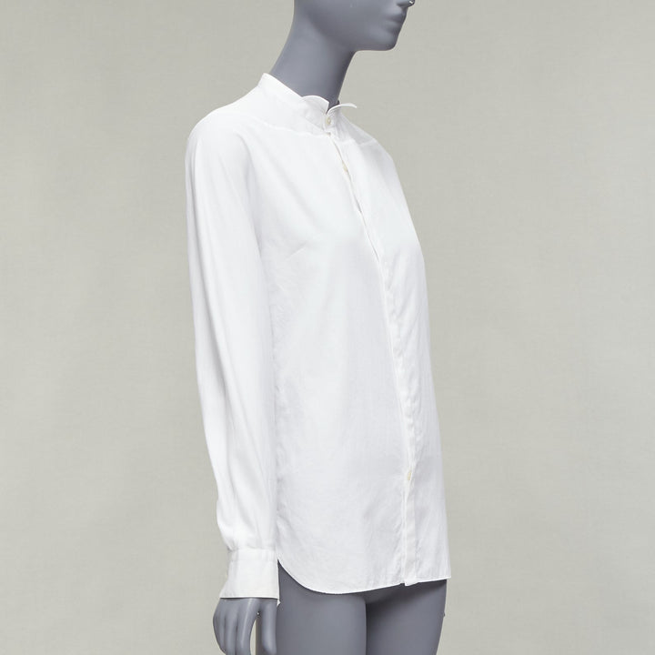 LANVIN white 100% cotton bow tie  collar plain dress shirt EU37 XS