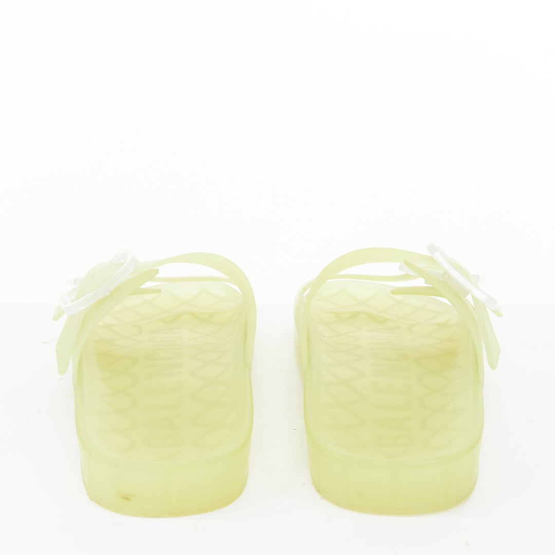 BALENCIAGA 2021 Mallorca transparent yellow rubber dual buckle slide sandal EU38
