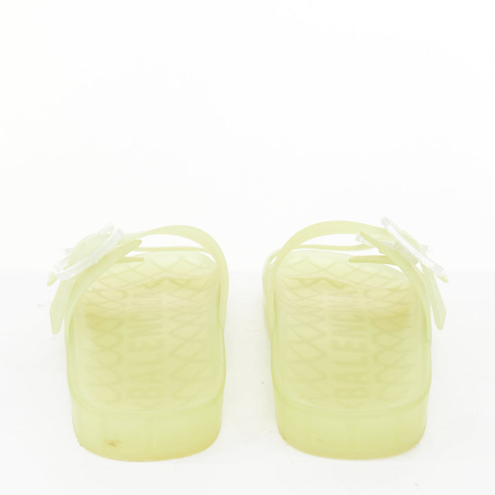 BALENCIAGA 2021 Mallorca transparent yellow rubber dual buckle slide sandal EU38