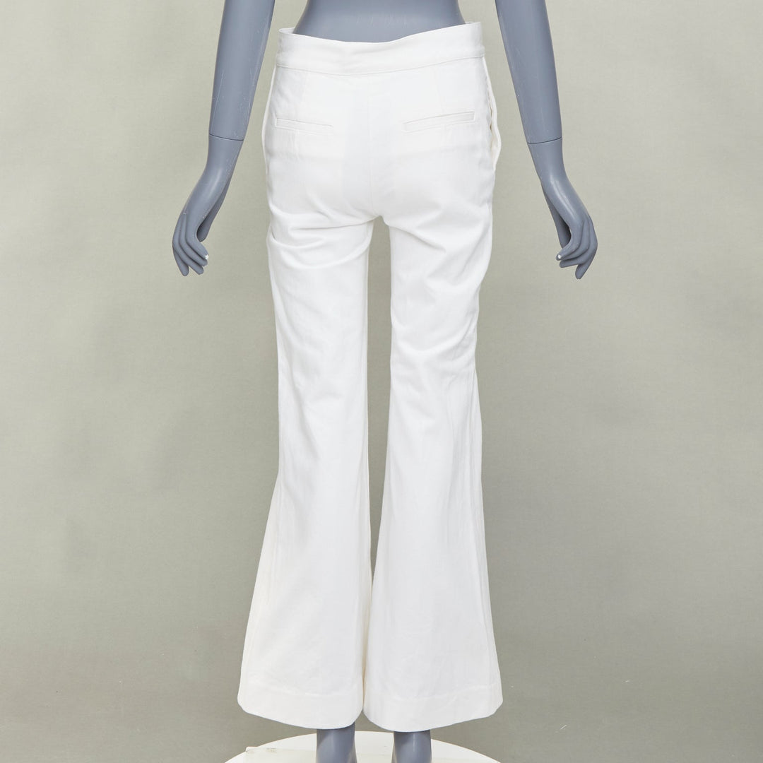 OLD CELINE Phoebe Philo off white cotton high waist flare leg crop jeans FR34 XS