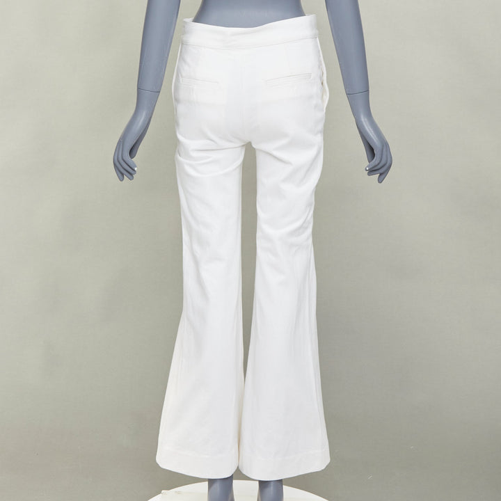 OLD CELINE Phoebe Philo off white cotton high waist flare leg crop jeans FR34 XS