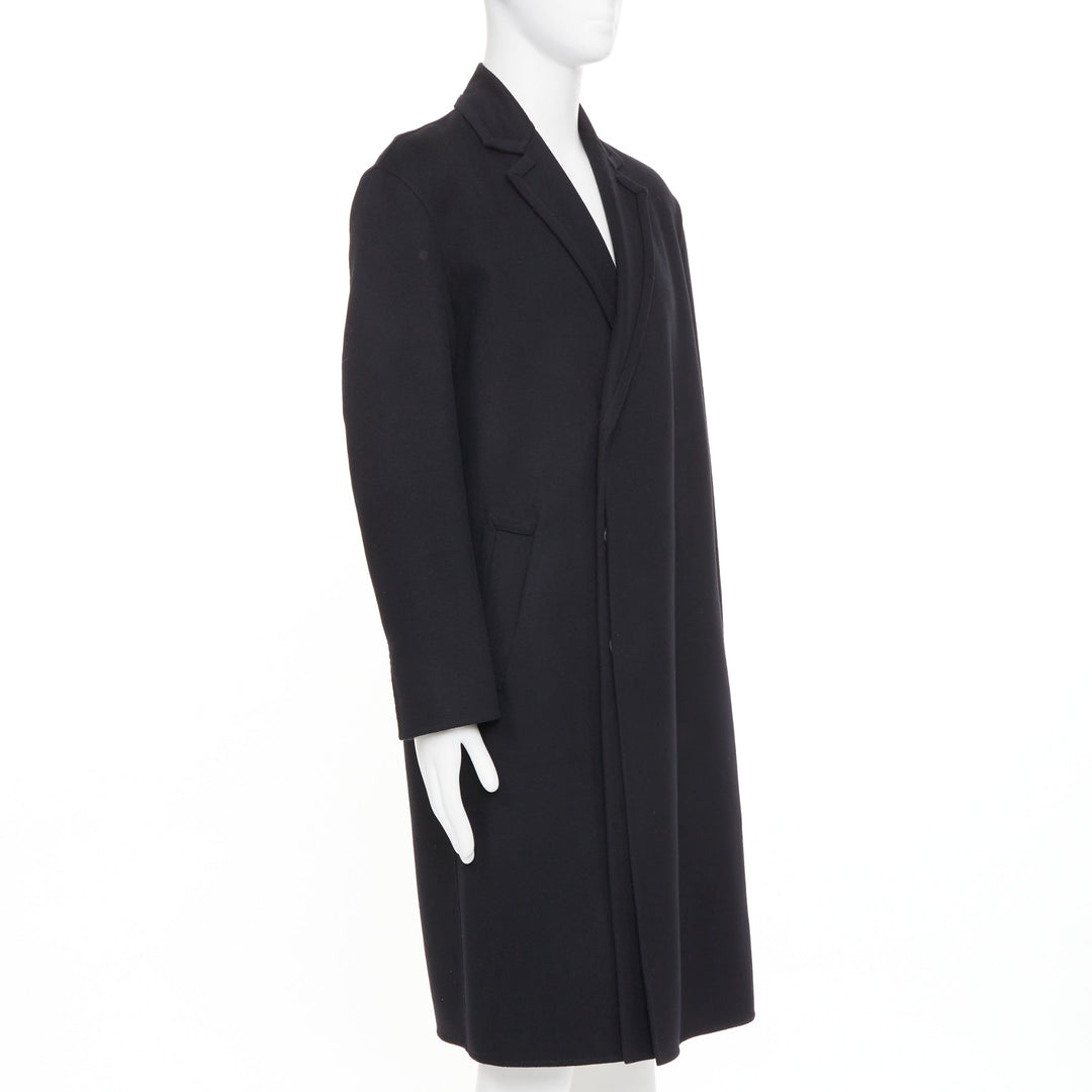 VALENTINO black virgin wool cashmere origami trims hidden closure coat IT44 XS