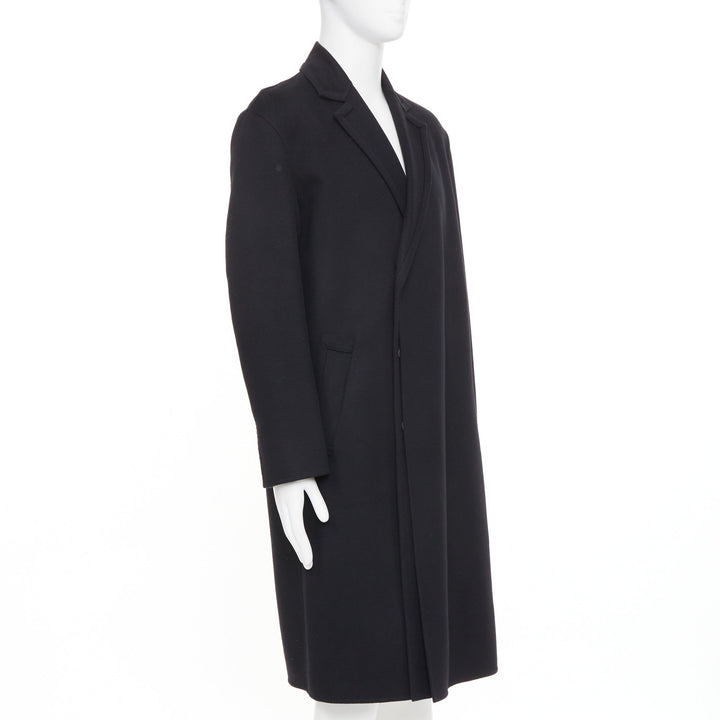 VALENTINO black virgin wool cashmere origami trims hidden closure coat IT44 XS
