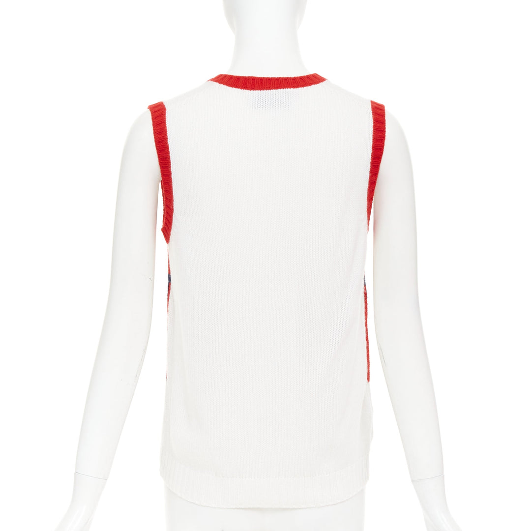 PRADA 2016 Runway 100% cashmere colorblocked intarsia sweater vest IT38 XS