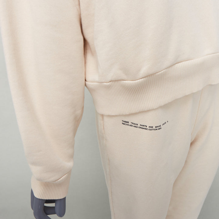 PANGAIA cream organic recycled cotton hoodie jogger pant set XXS