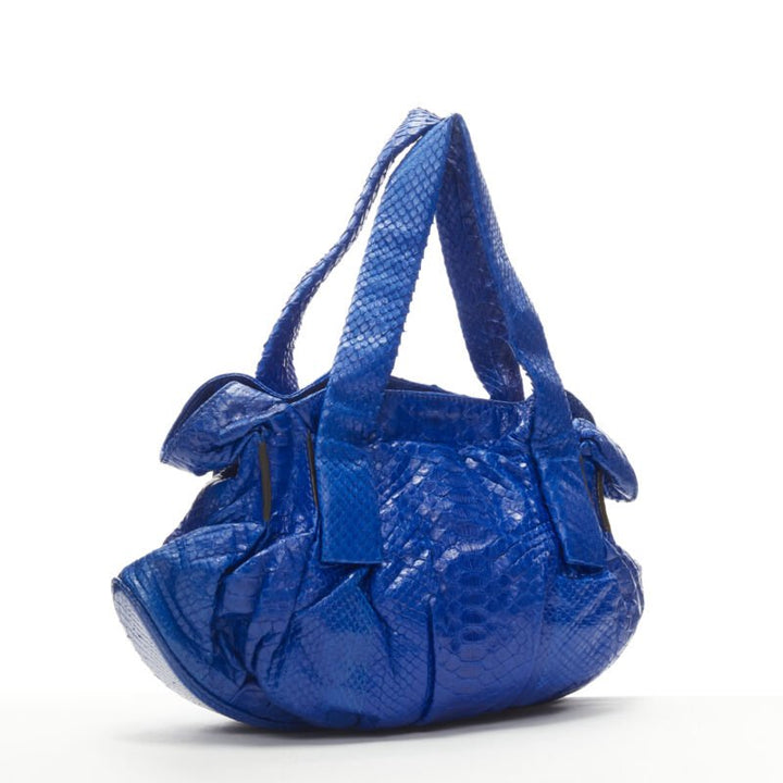 ZAGLIANI cobalt blue scaled leather dumpling top handle bag