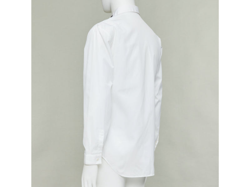DIOR HOMME white cotton black beaded triple bee collar dress shirt EU40 L