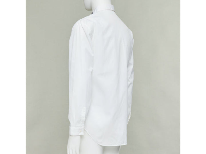 DIOR HOMME white cotton black beaded triple bee collar dress shirt EU40 L
