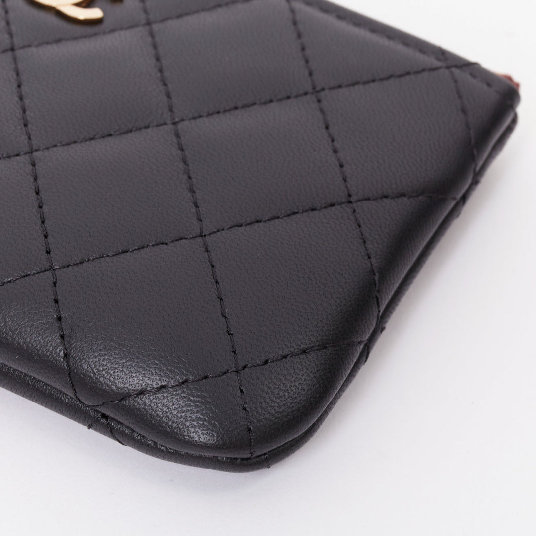 CHANEL Classic Small Zipped Pouch smooth lambskin  gold tone metal pouch