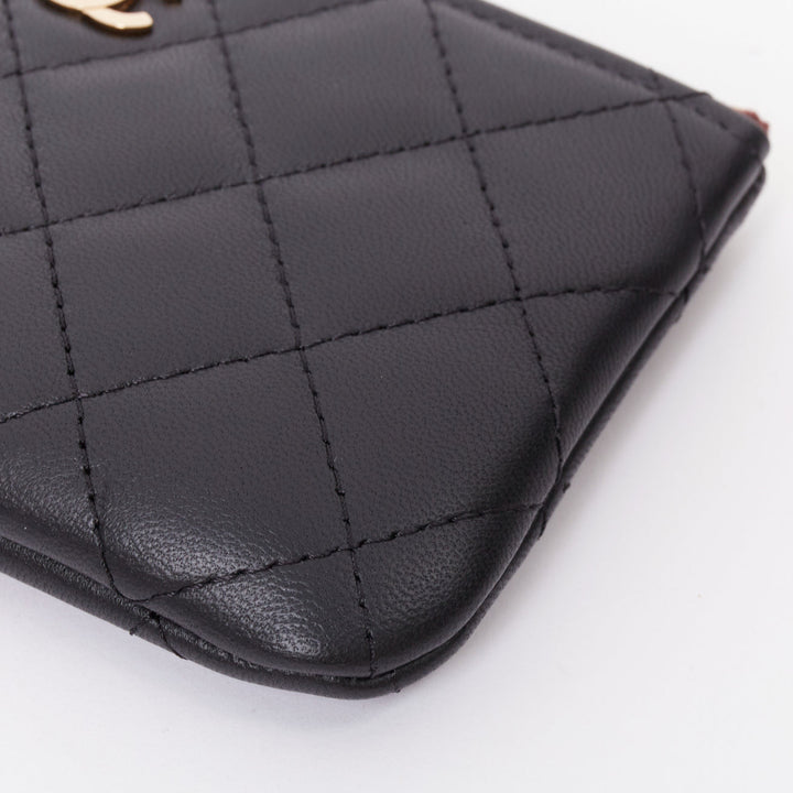 CHANEL Classic Small Zipped Pouch smooth lambskin  gold tone metal pouch