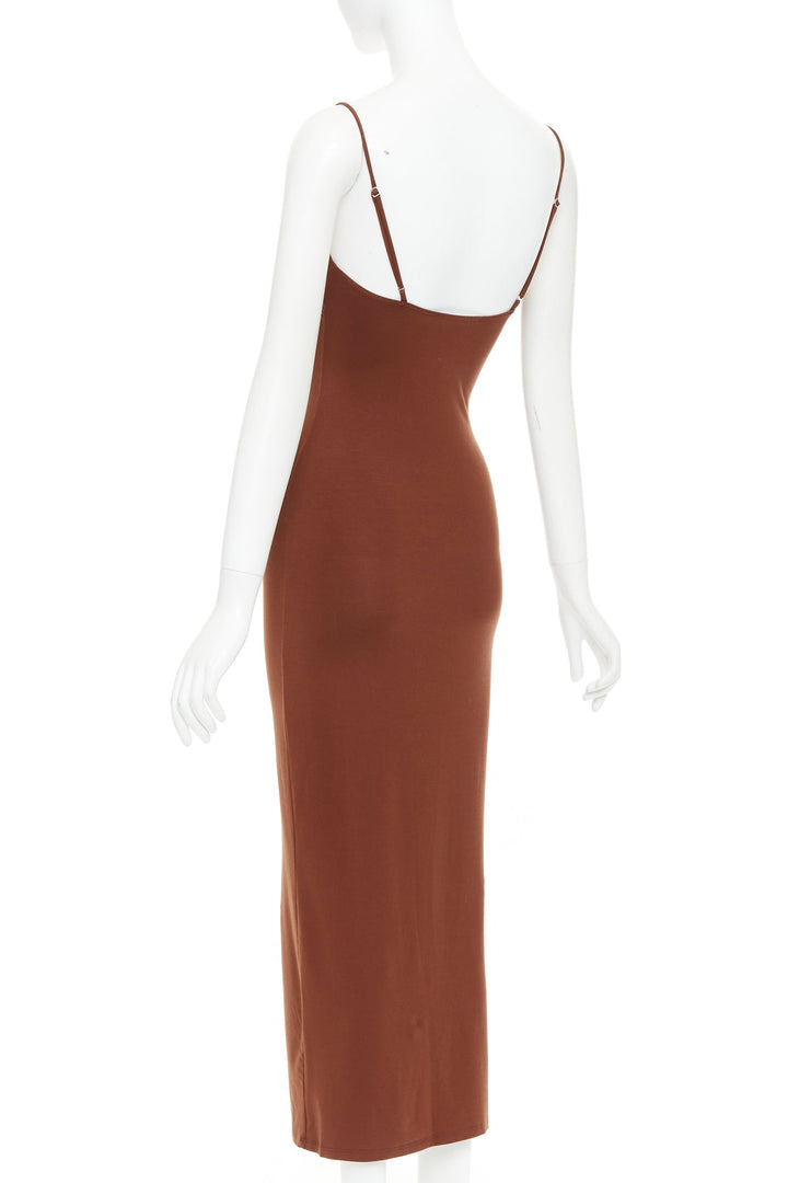 REFORMATION Lainey  brown tencel blend elastic spaghetti strap bodycon dress XS