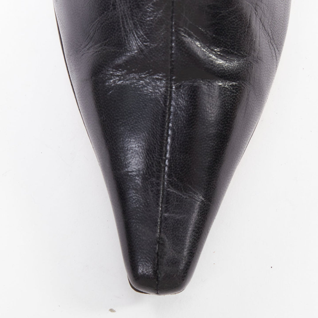 JIMMY CHOO black pointed square toe spool heeled ankle boots EU39.5