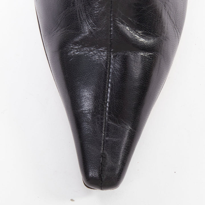 JIMMY CHOO black pointed square toe spool heeled ankle boots EU39.5