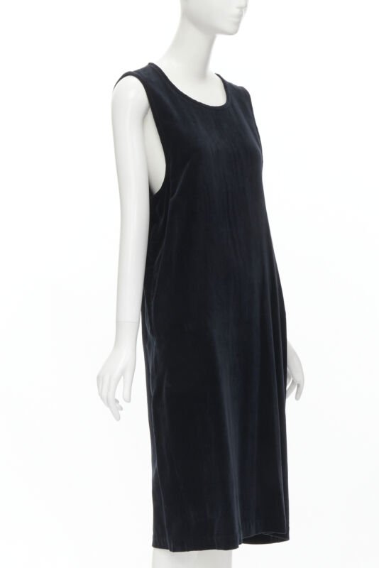 vintage COMME DES GARCONS 1980's black velvet asymmetric dropped armhole dress S