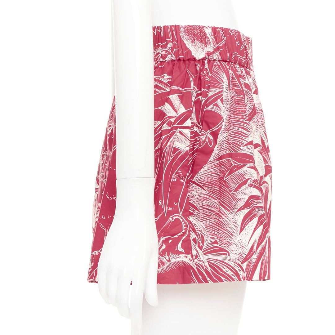 RED VALENTINO 2020 Tropical Parrot high waist casual red cream shorts IT36 XXS