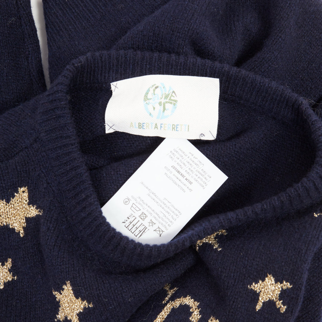 ALBERTA FERRETTI 2019 navy gold cashmere lurex We Come From Stars sweater IT38