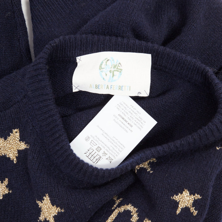 ALBERTA FERRETTI 2019 navy gold cashmere lurex We Come From Stars sweater IT38