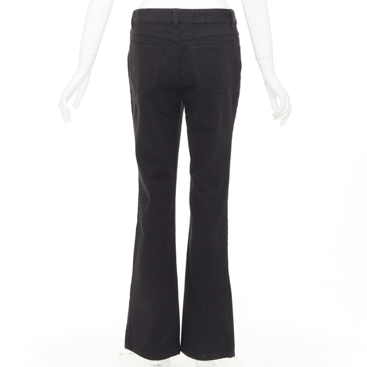 GUCCI 2003 black cotton GG topstitch logo back pocket mid flare jeans IT42 M