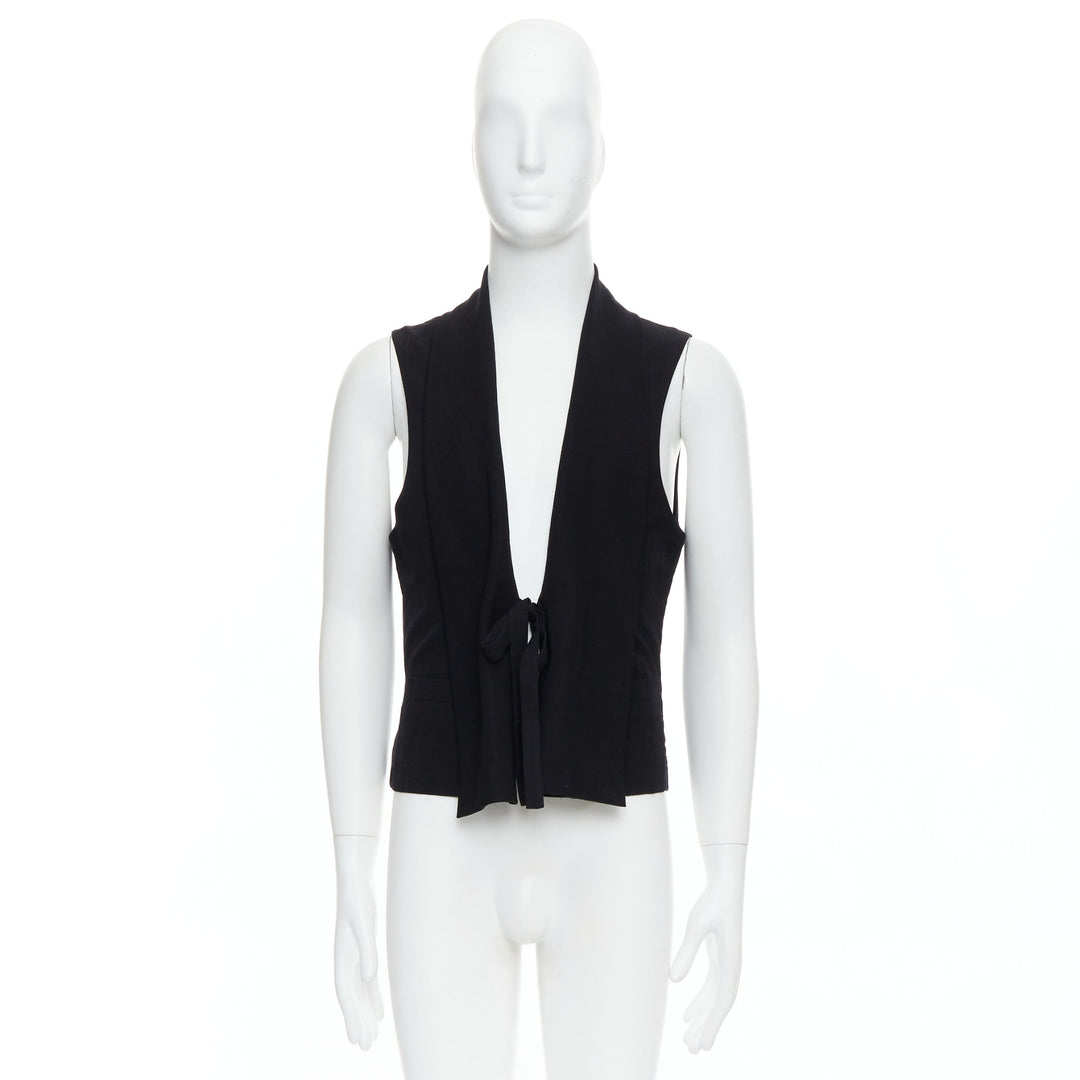 Male mannequin wearing Yohji Yamamoto Black Wool Men Vest in Size  M | Available at JHROP