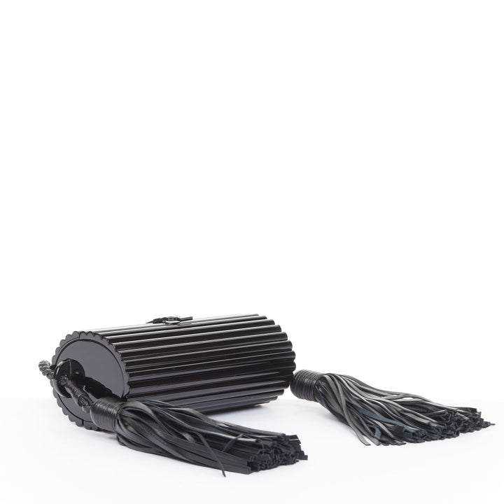 SAINT LAURENT 2016 Opium Box black plexiglass tassel minaudiere box clutch bag