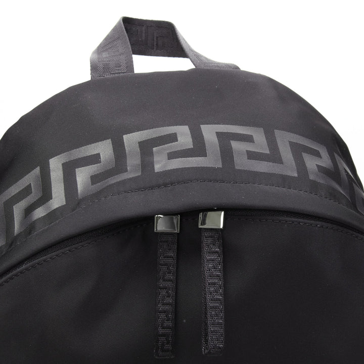 VERSACE La Greca 90's logo black nylon backpack bag