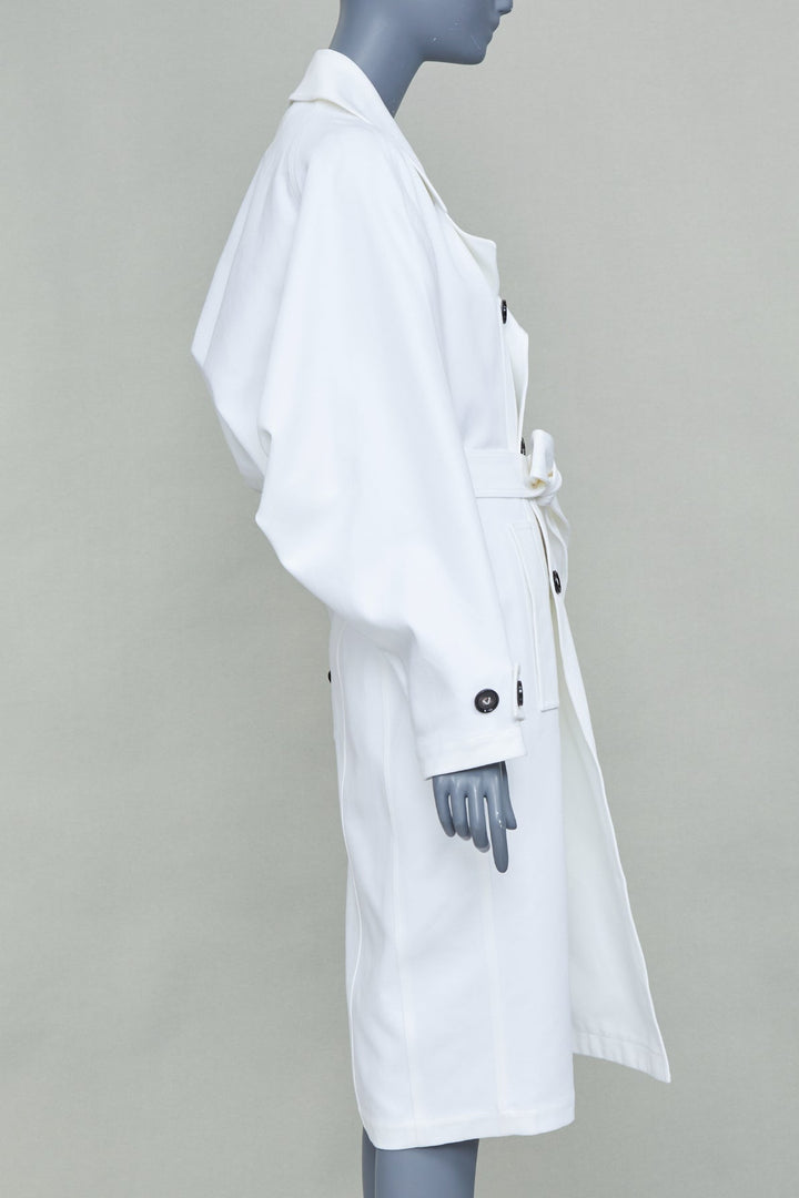 BOTTEGA VENETA Daniel Lee white cotton bubble back trench coat IT36 XXS