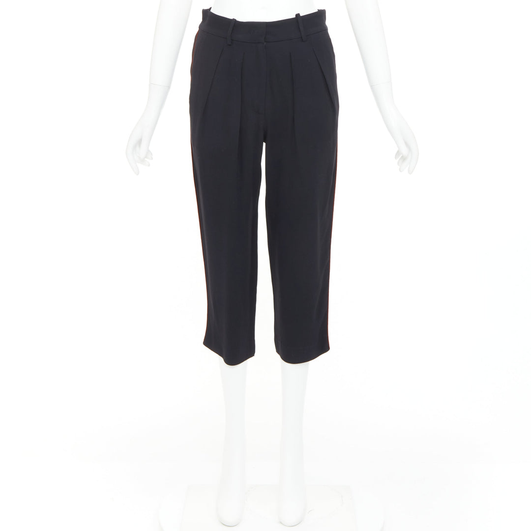 ISABEL MARANT black red piping pleated straight cut capri pants FR36 S