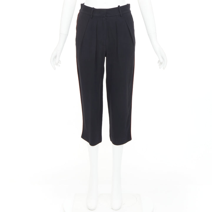 ISABEL MARANT black red piping pleated straight cut capri pants FR36 S
