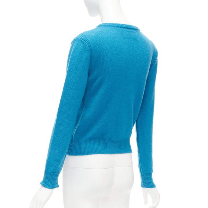 ALBERTA FERRETTI Live YOur Dream blue pink cashmere cropped sweater IT38 XS