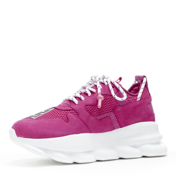 VERSACE Chain Reaction Blowzy shocking pink suede chunky dad sneaker EU39.5