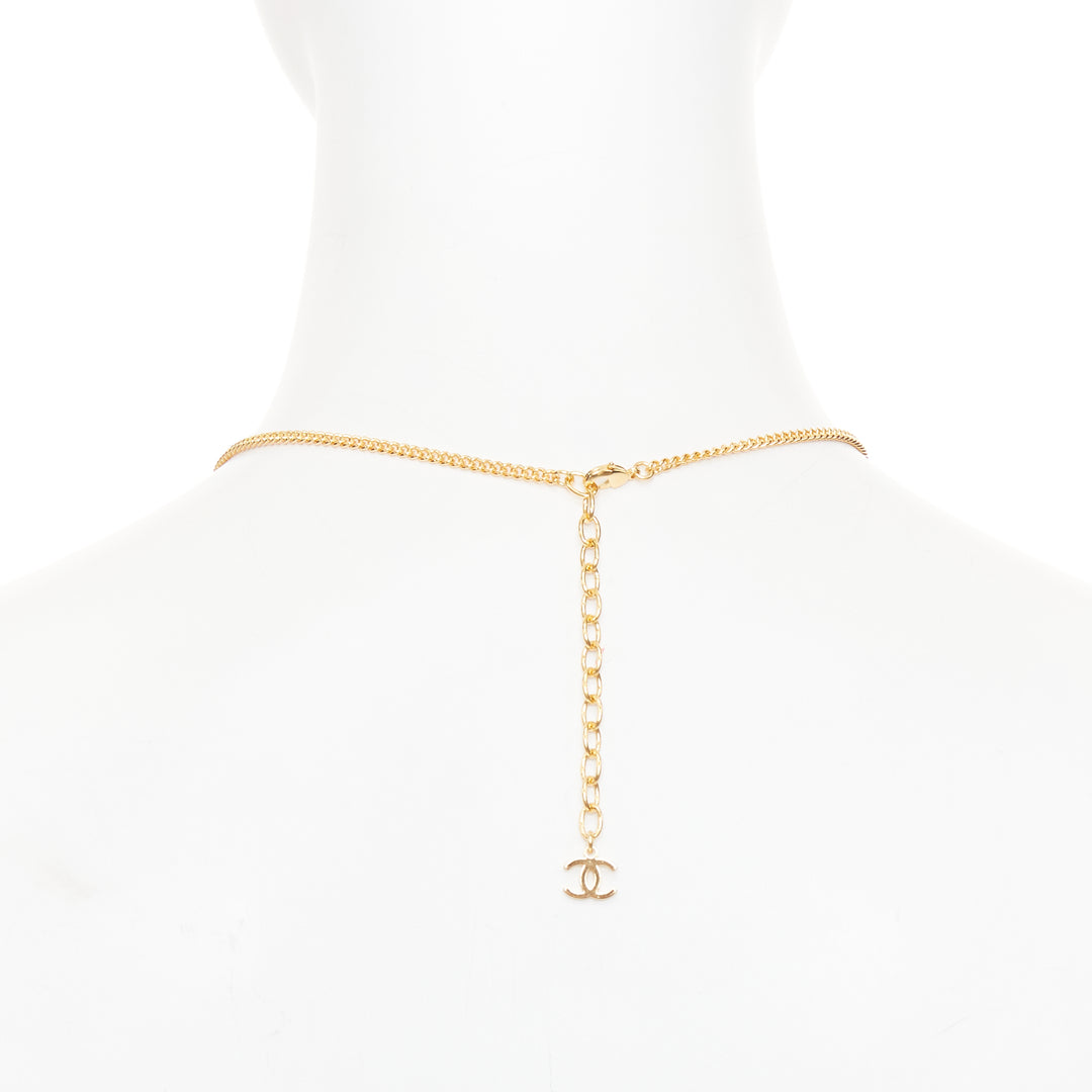 CHANEL G23A 2023 VIC Limited Gift gold CC logo Africa Map pearl strass necklace