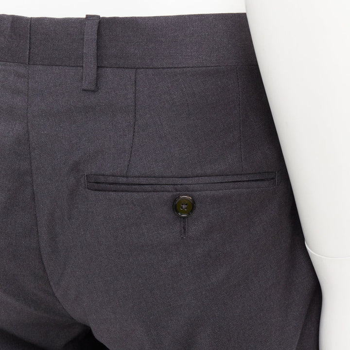 DOLCE GABBANA grey virgin wool blend mid waist cropped dress trousers IT44 XS