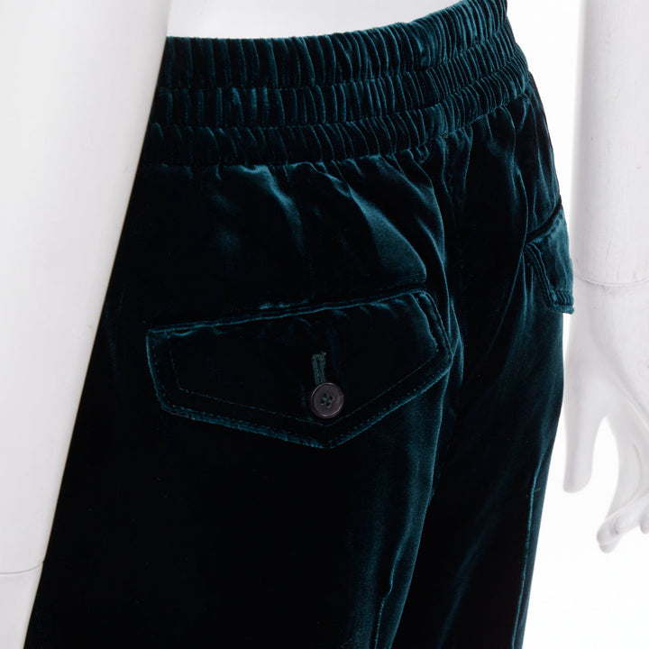 TOM FORD emerald green viscose pleated front drawstring velvet joggers FR36 S