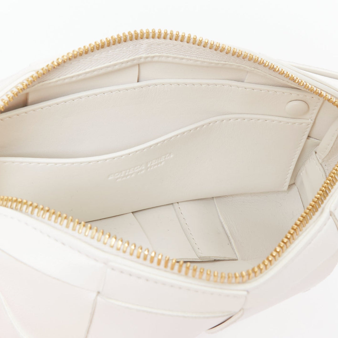BOTTEGA VENETA Mini Cassette white lambskin Maxi Intrecciato crossbody bag