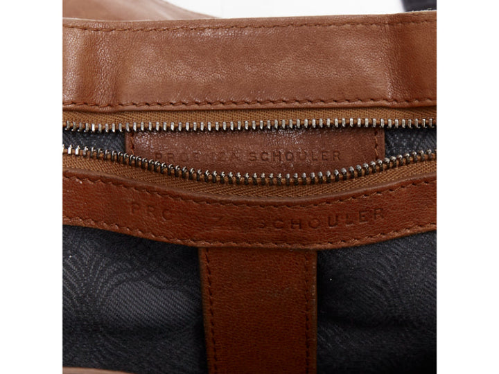 PROENZA SCHOULER PS1 beige canvas brown black leather top handle satchel bag